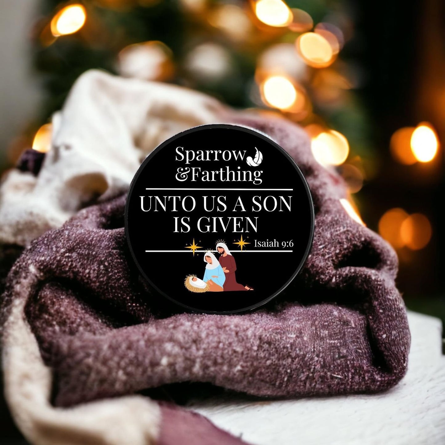 For Unto Us a Son is Given Nativity Candle