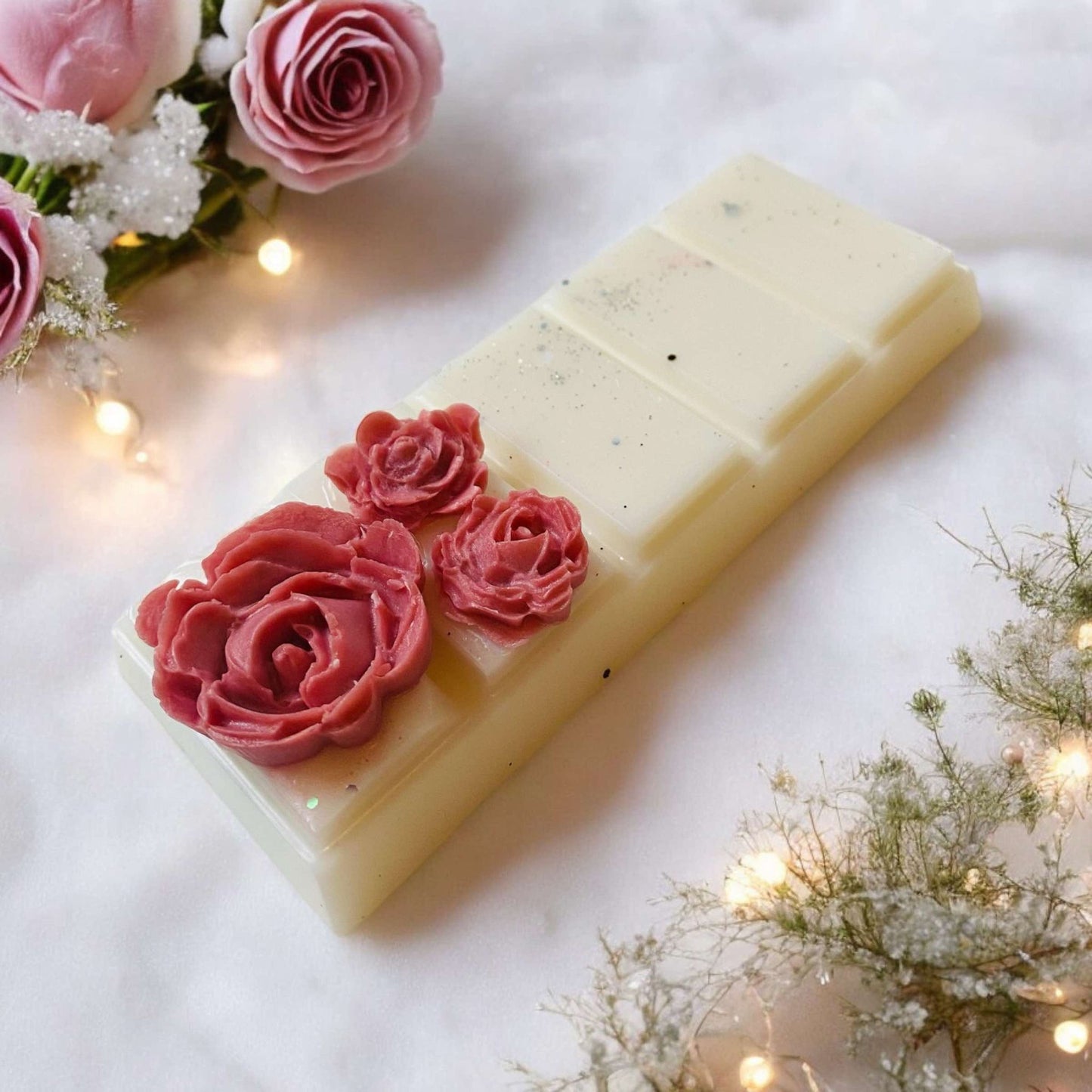 Winter Rose & Pink Pepper Wax Melt Snap Bar (with rose embeds)