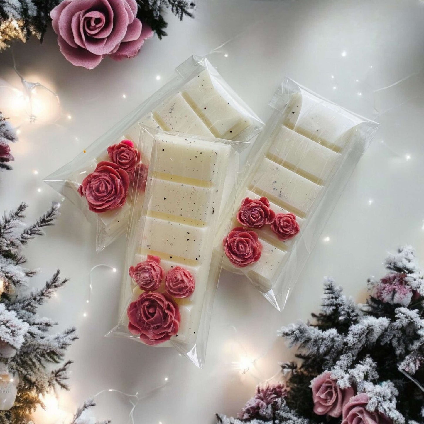 Winter Rose & Pink Pepper Wax Melt Snap Bar (with rose embeds)